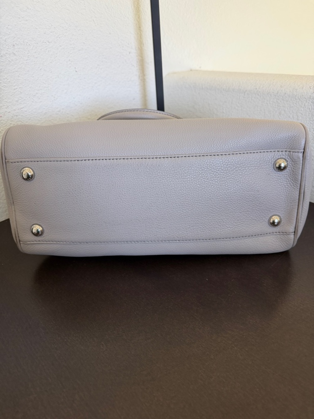 NWOT Michael Kors Light Gray Pebbled Leather Satchel with MK Charm & Chain Strap - Picture 7 of 15